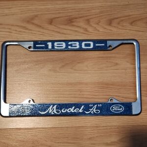 Ford Model A 1930 Blue Silver License Plate Frame